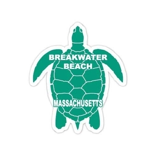 Breakwater Beach Massachusetts Souvenir 4 Inch Green Turtle Shape Decal Sticker