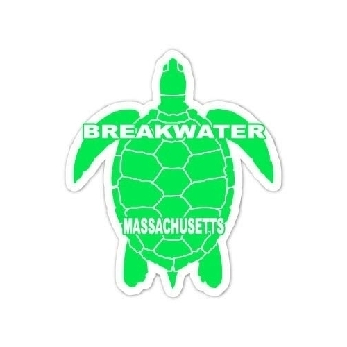 Breakwater Massachusetts 4 Inch Green Turtle Shape Decal Sticker