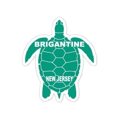 Brigantine New Jersey Souvenir 4 Inch Green Turtle Shape Decal Sticker