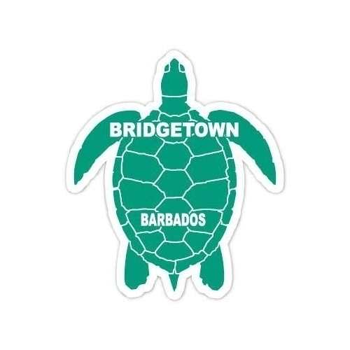 Bridgetown Barbados 4 Inch Green Turtle Shape Decal Sticker
