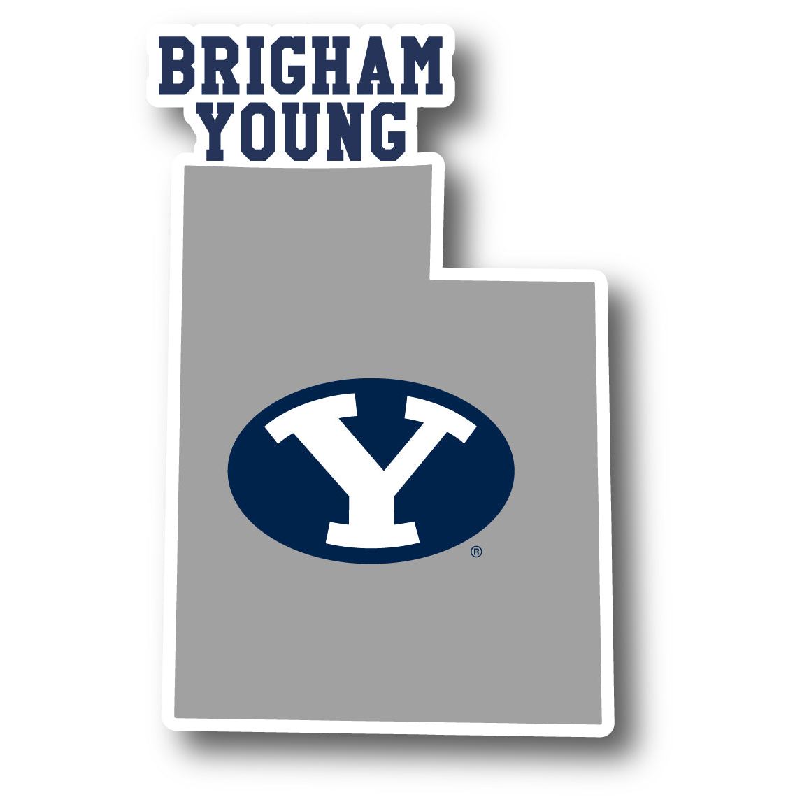 Brigham Young Cougars 4 Inch State Shape Vinyl Decal Sticker
