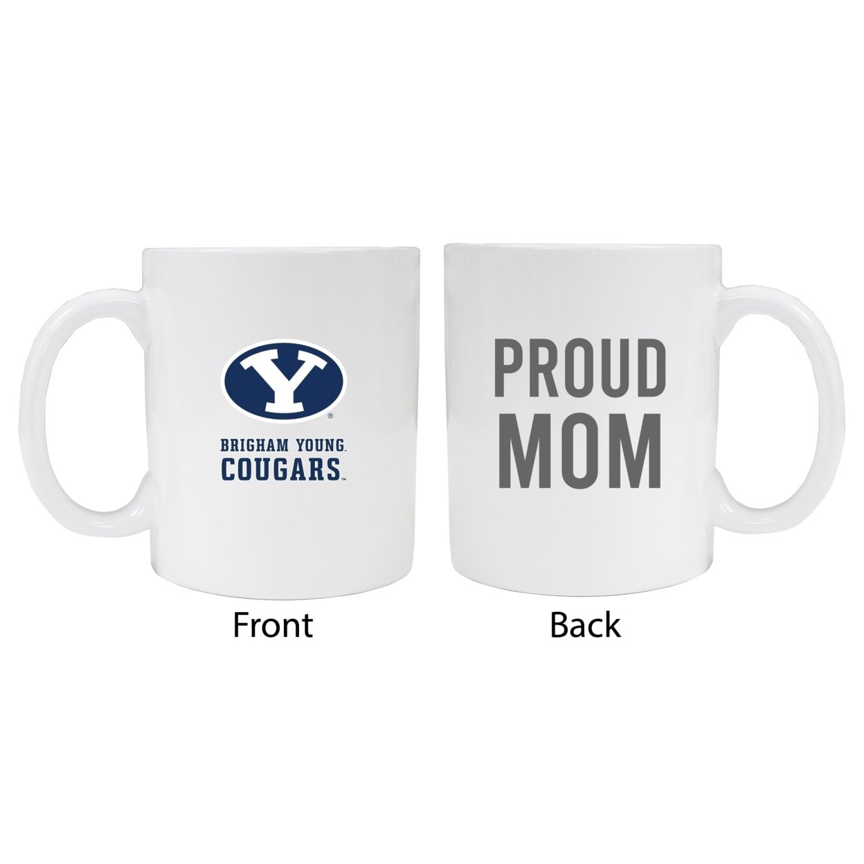 Brigham Young Cougars Proud Mom Ceramic Coffee Mug - White (2 Pack)