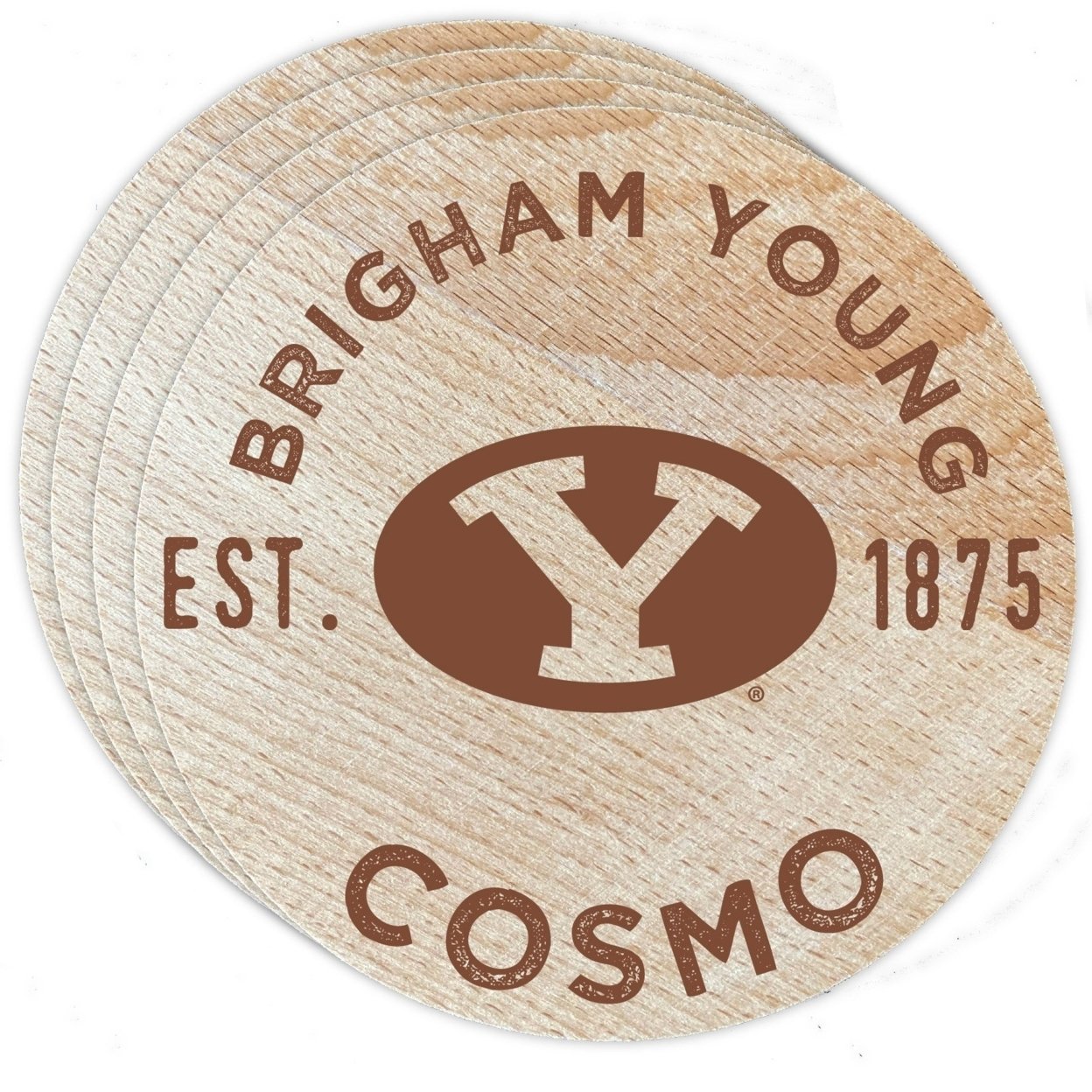 Brigham Young Cougars Wood Coaster Engraved 4 Pack