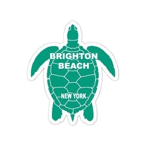 Brighton Beach New York Souvenir 4 Inch Green Turtle Shape Decal Sticker