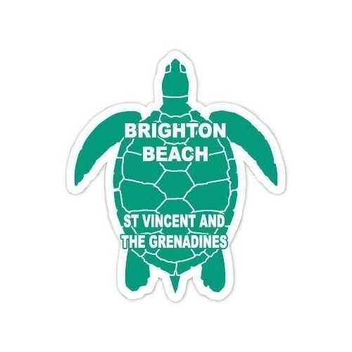 Brighton Beach St Vincent And The Grenadines 4 Inch Green Turtle Shape Decal Sticker