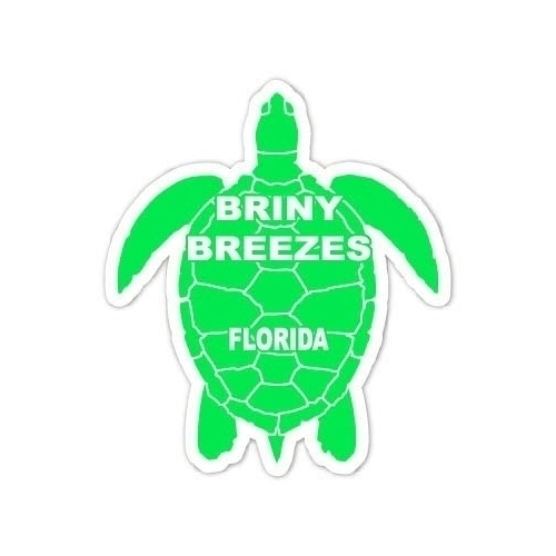 Briny Breezes Florida Souvenir 4 Inch Green Turtle Shape Decal Sticker