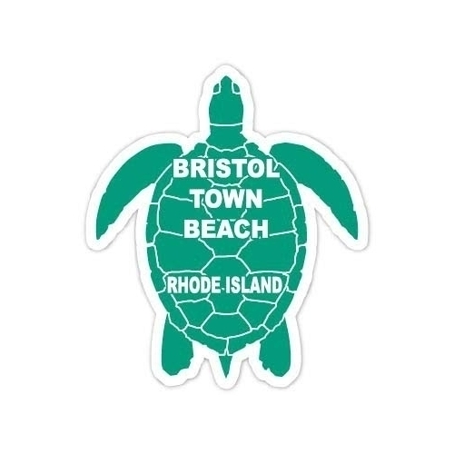 Bristol Town Beach Rhode Island 4 Inch Green Turtle Shape Decal Sticker