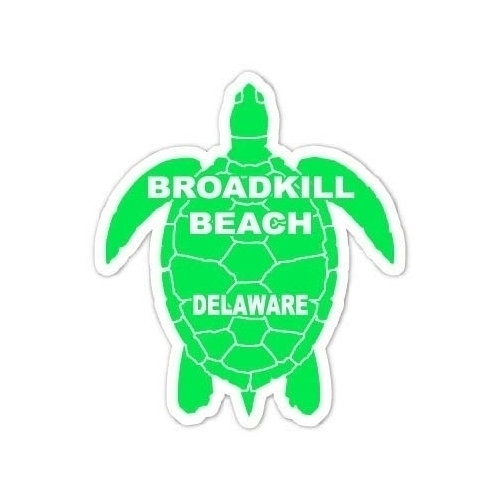Broadkill Beach Delaware Souvenir 4 Inch Green Turtle Shape Decal Sticker
