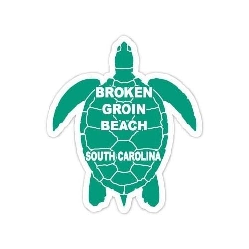 Broken Groin Beach South Carolina 4 Inch Green Turtle Shape Decal Sticker