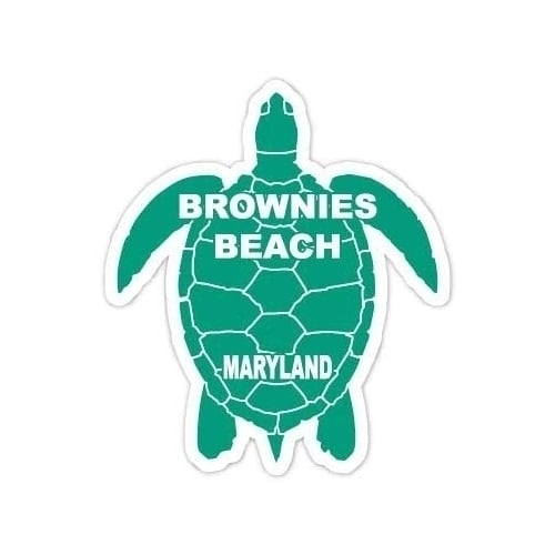 Brownies Beach Maryland Souvenir 4 Inch Green Turtle Shape Decal Sticker