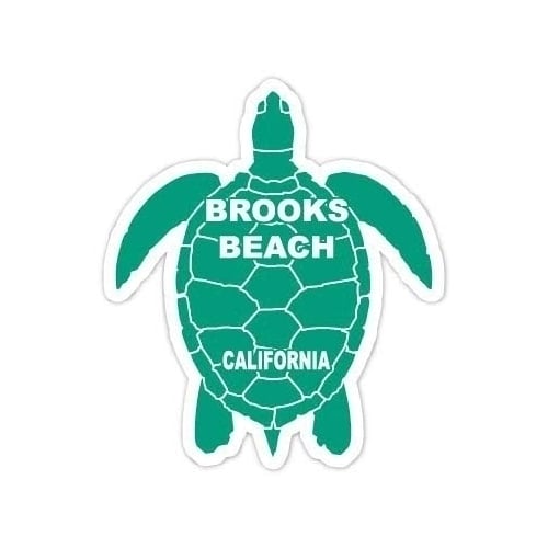 Brooks Beach California Souvenir 4 Inch Green Turtle Shape Decal Sticker