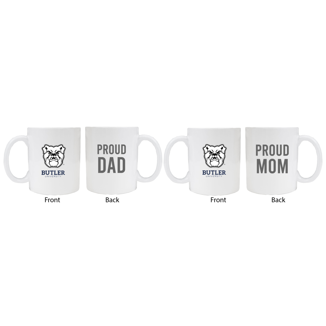 Butler Bulldogs Proud Mom And Dad White Ceramic Coffee Mug 2 Pack (White).