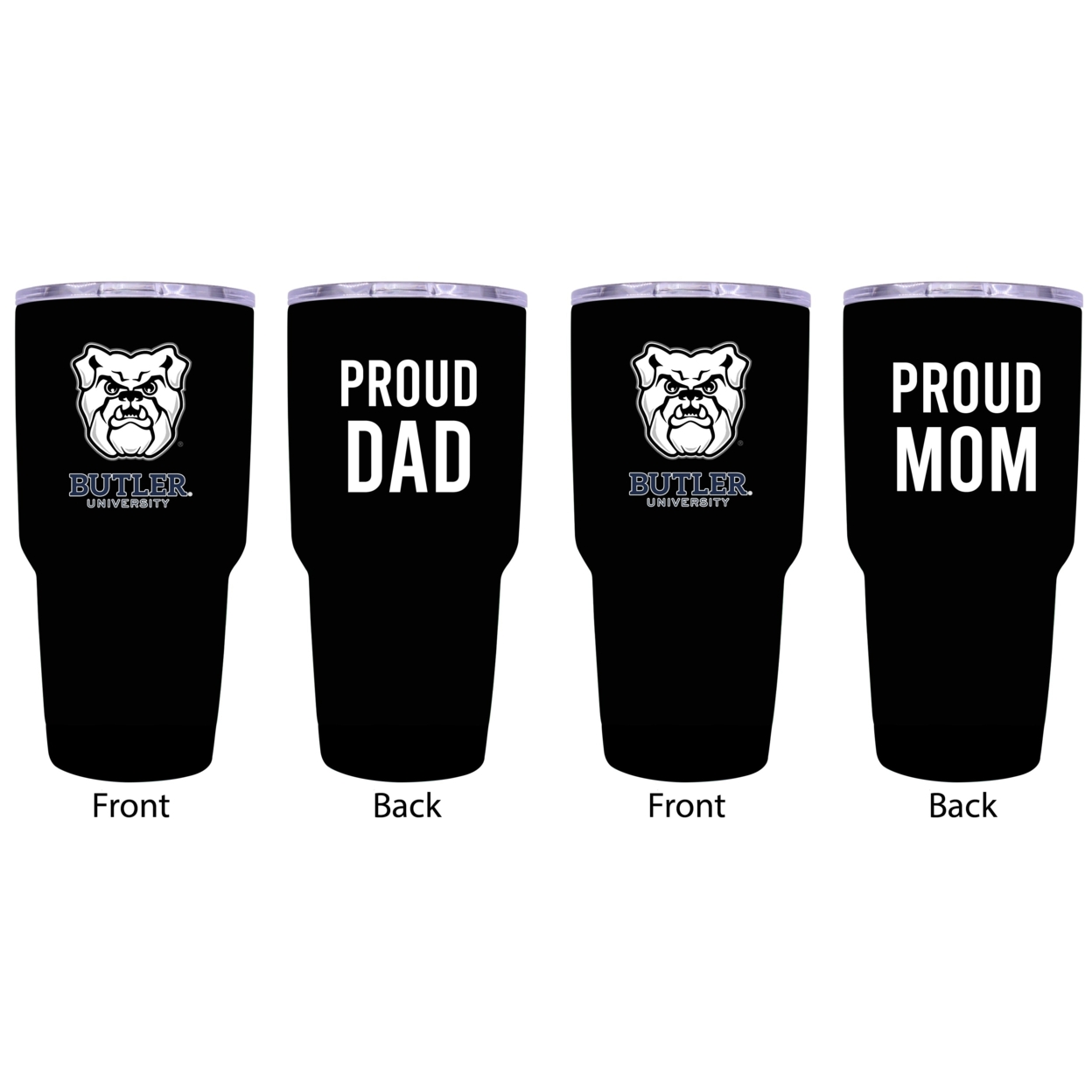 Butler Bulldogs Proud Mom And Dad 24 Oz Insulated Stainless Steel Tumblers 2 Pack Black.