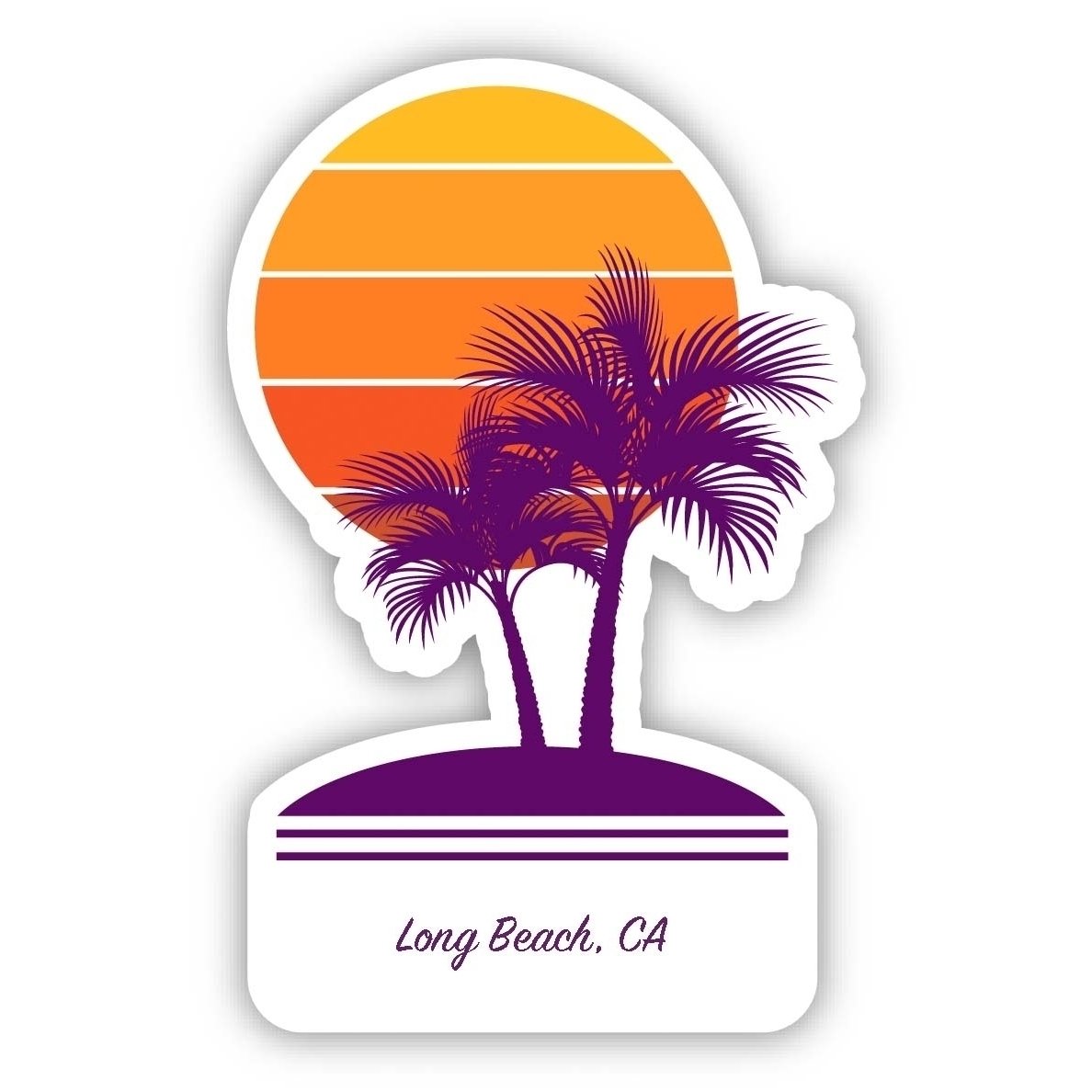 Long Beach California Souvenir 4 Inch Vinyl Decal Sticker Palm Design