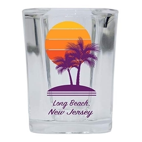 Long Beach New Jersey Souvenir 2 Ounce Square Shot Glass Palm Design