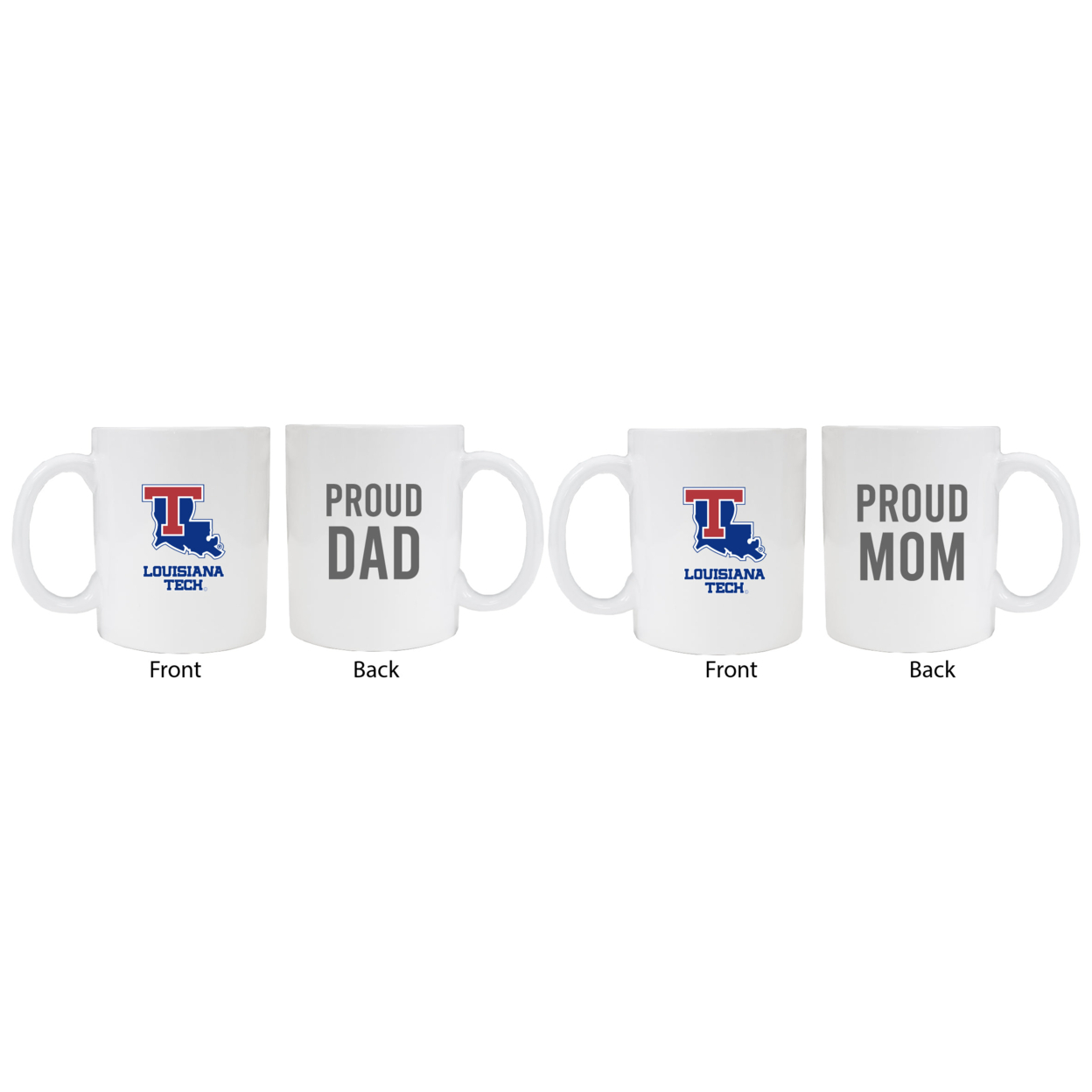 Louisiana Tech Bulldogs Proud Mom And Dad White Ceramic Coffee Mug 2 Pack (White).