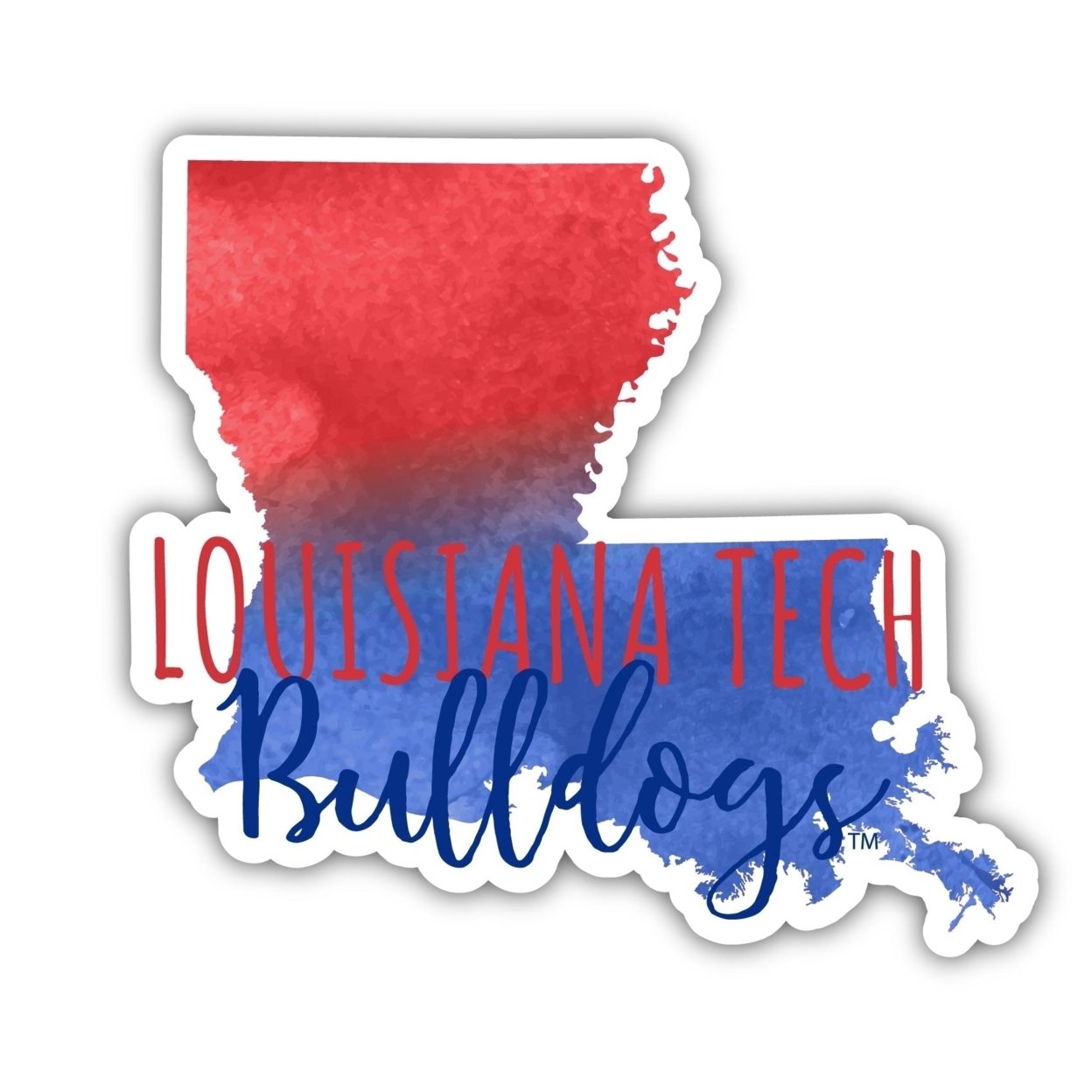 Louisiana Tech Bulldogs Watercolor State Die Cut Decal 2-Inch