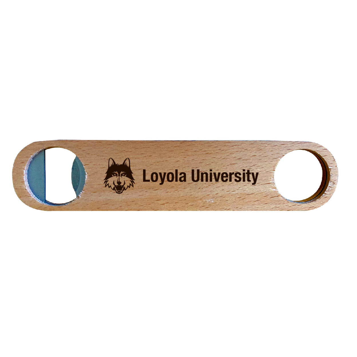 Loyola University Ramblers Laser Etched Wooden Bottle Opener College Logo Design