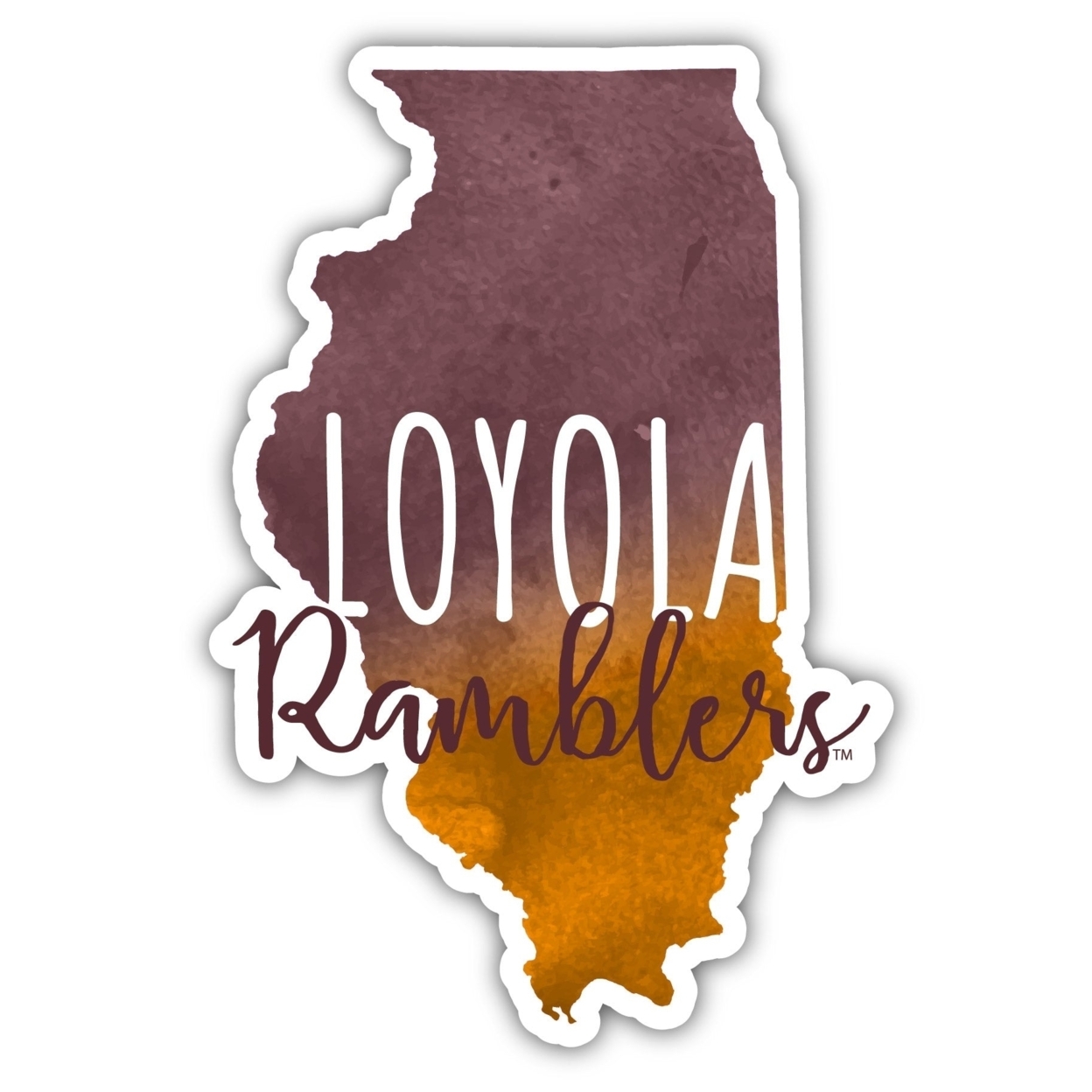 Loyola University Ramblers Watercolor State Die Cut Decal 2-Inch