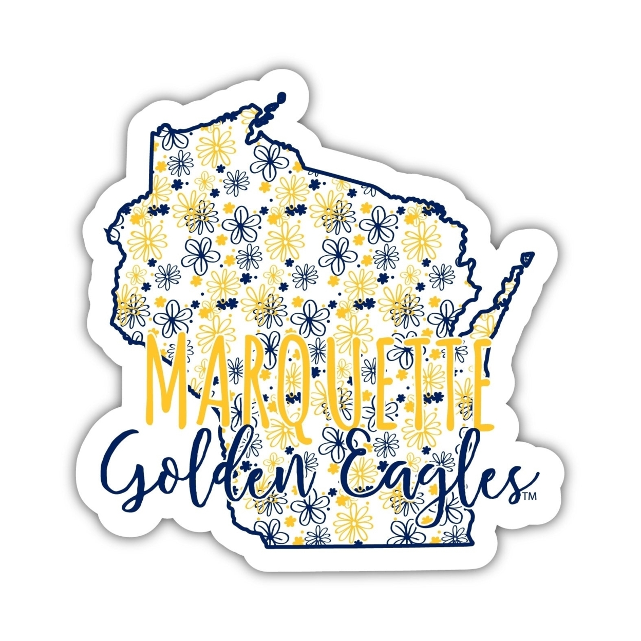 Marquette Golden Eagles Floral State Die Cut Decal 4-Inch