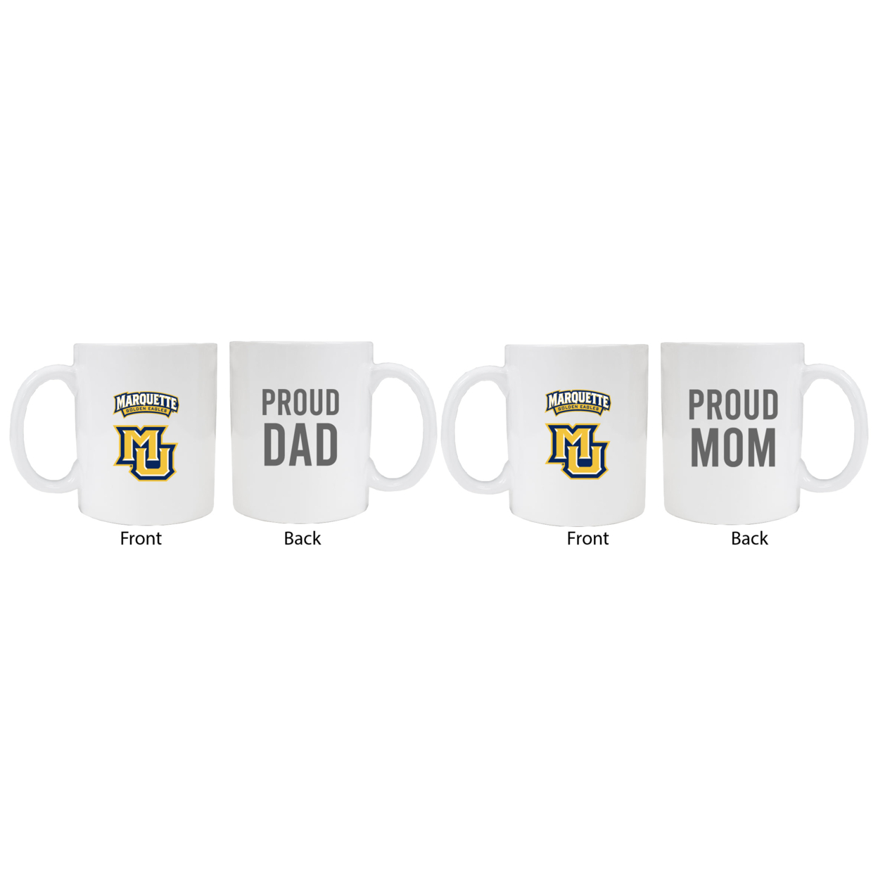 Marquette Golden Eagles Proud Mom And Dad White Ceramic Coffee Mug 2 Pack (White).