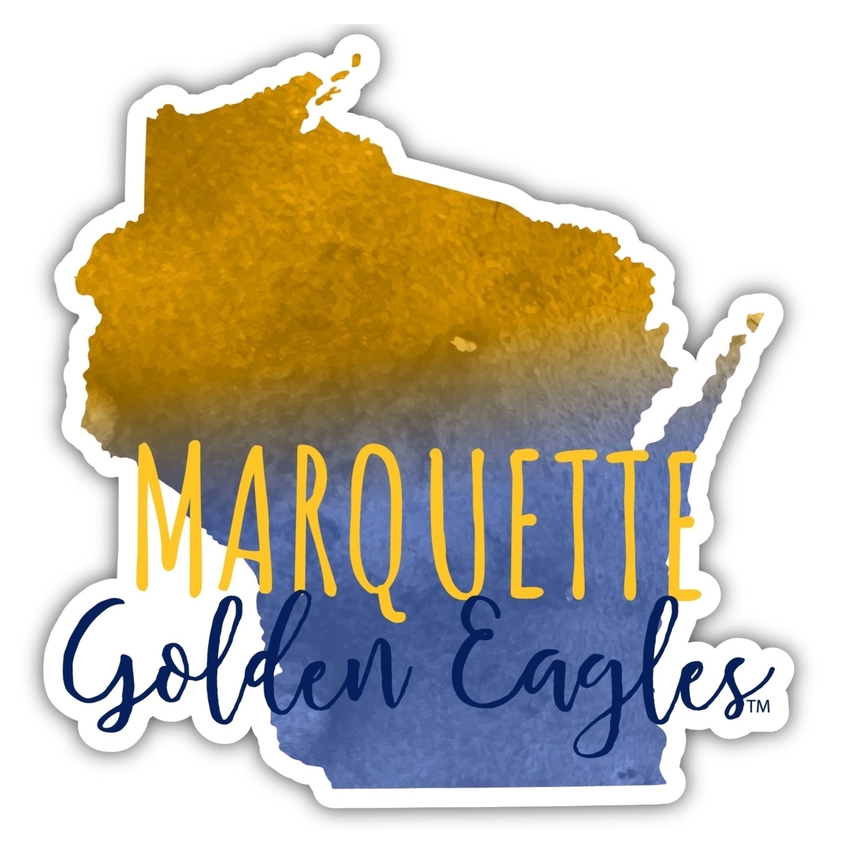 Marquette Golden Eagles Watercolor State Die Cut Decal 4-Inch