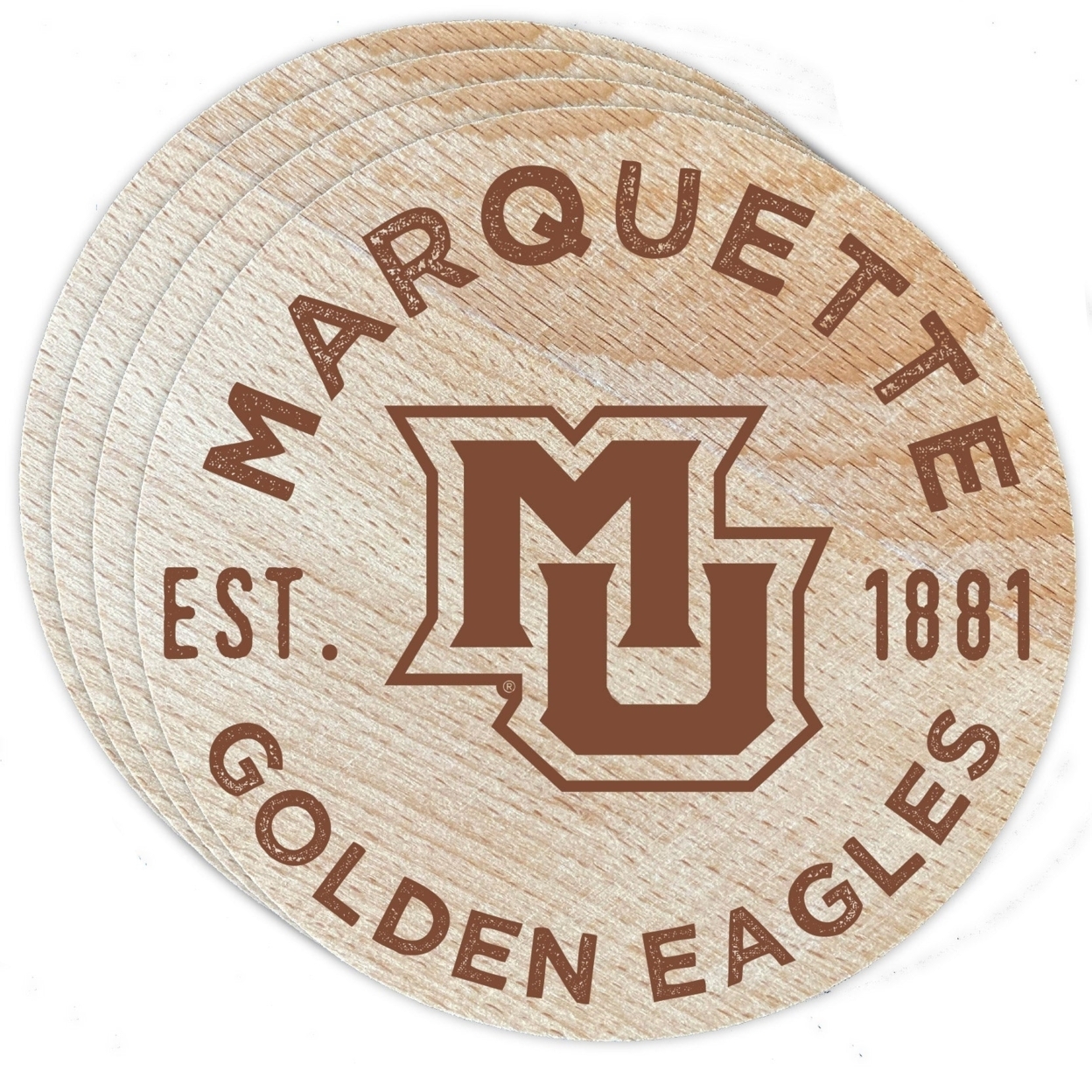 Marquette Golden Eagles Wood Coaster Engraved 4 Pack