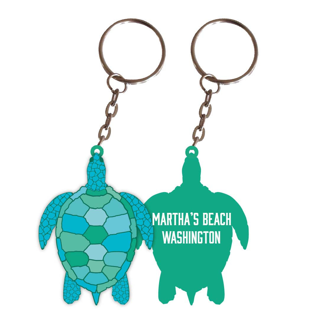 Martha'S Beach Washington Turtle Metal Keychain