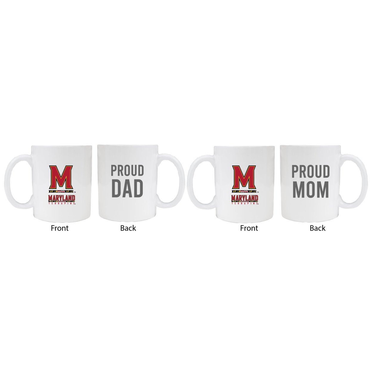 Maryland Terrapins Proud Mom And Dad White Ceramic Coffee Mug 2 Pack (White).