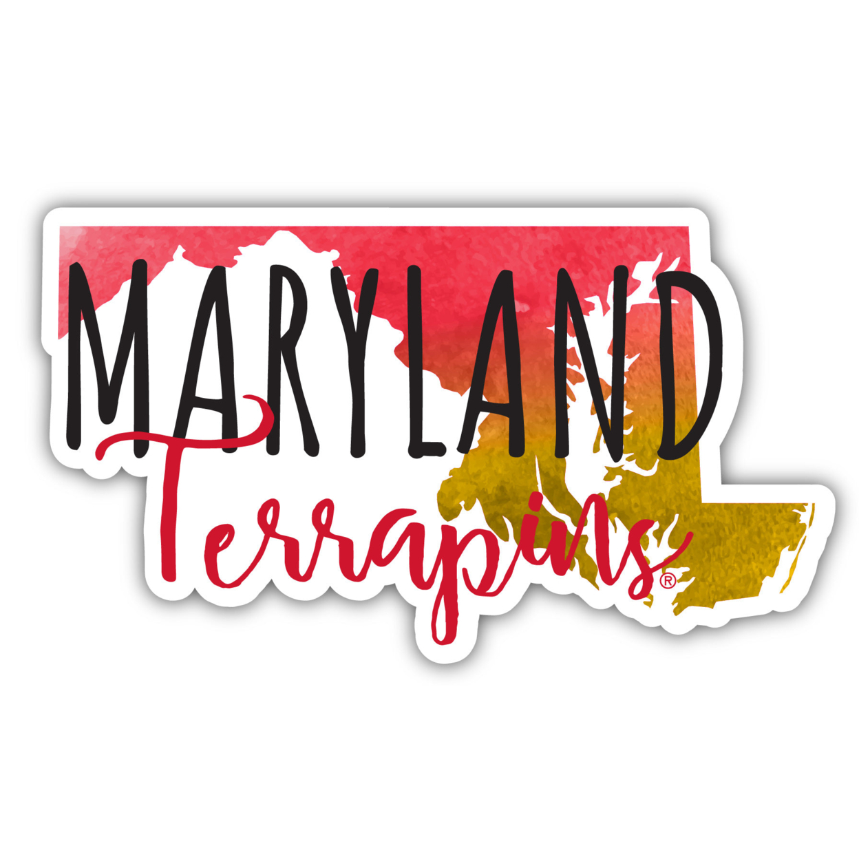 Maryland Terrapins Watercolor State Die Cut Decal 2-Inch