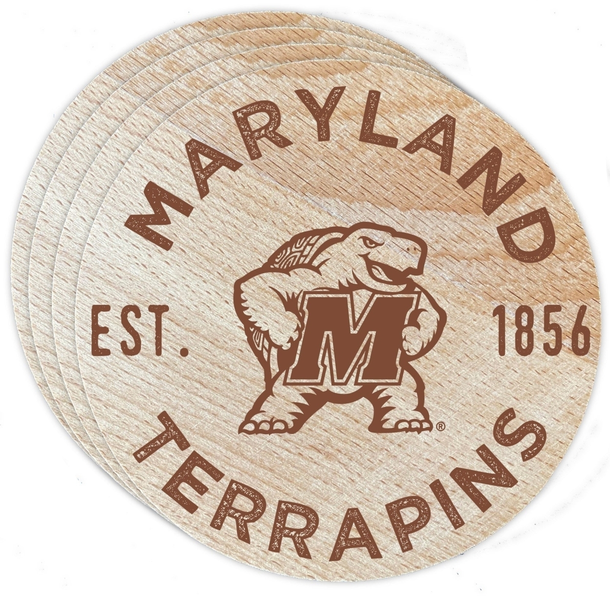 Maryland Terrapins Wood Coaster Engraved 4 Pack