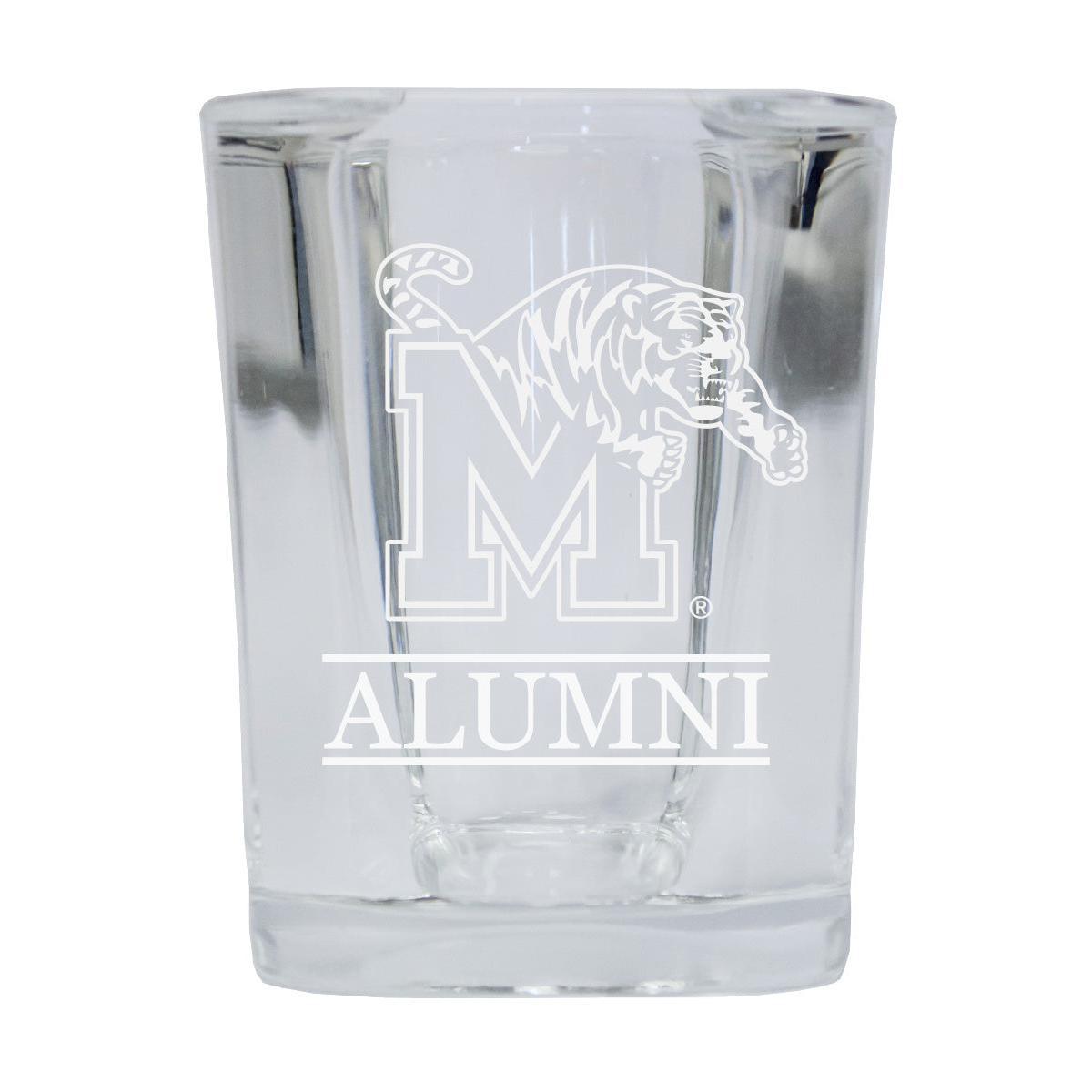 Memphis Tigers Alumni Etched Square Shot Glass