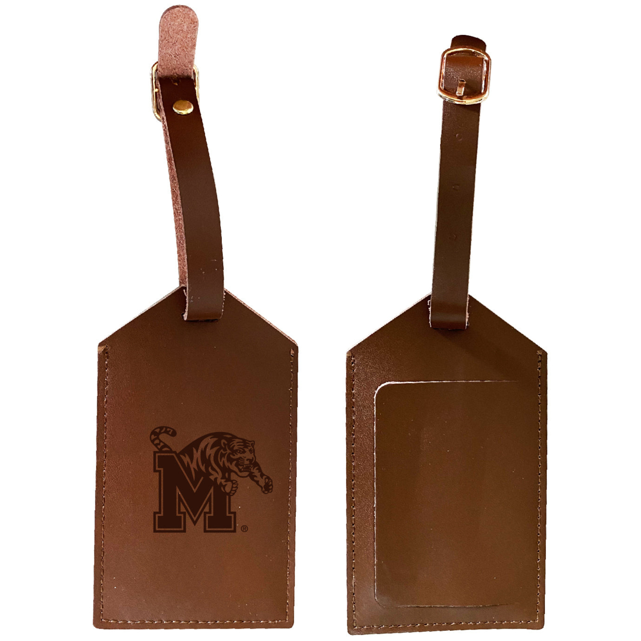 Memphis Tigers Leather Luggage Tag Engraved