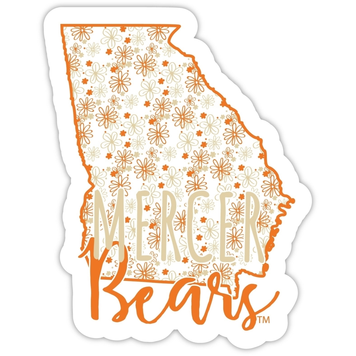 Mercer University Floral State Die Cut Decal 4-Inch