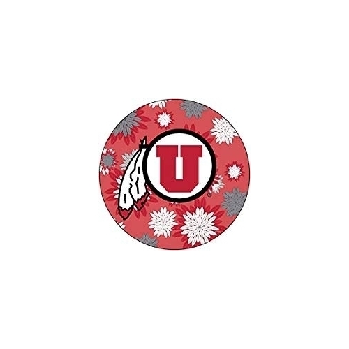 Utah Utes NCAA Collegiate Trendy Floral Flower Fashion Pattern 4 Inch Round Decal Sticker