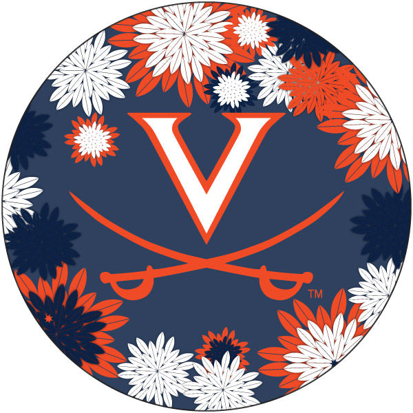 Virginia Cavaliers NCAA Collegiate Trendy Floral Flower Fashion Pattern 4 Inch Round Decal Sticker