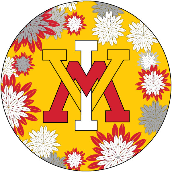 VMI Keydets NCAA Collegiate Trendy Floral Flower Fashion Pattern 4 Inch Round Decal Sticker