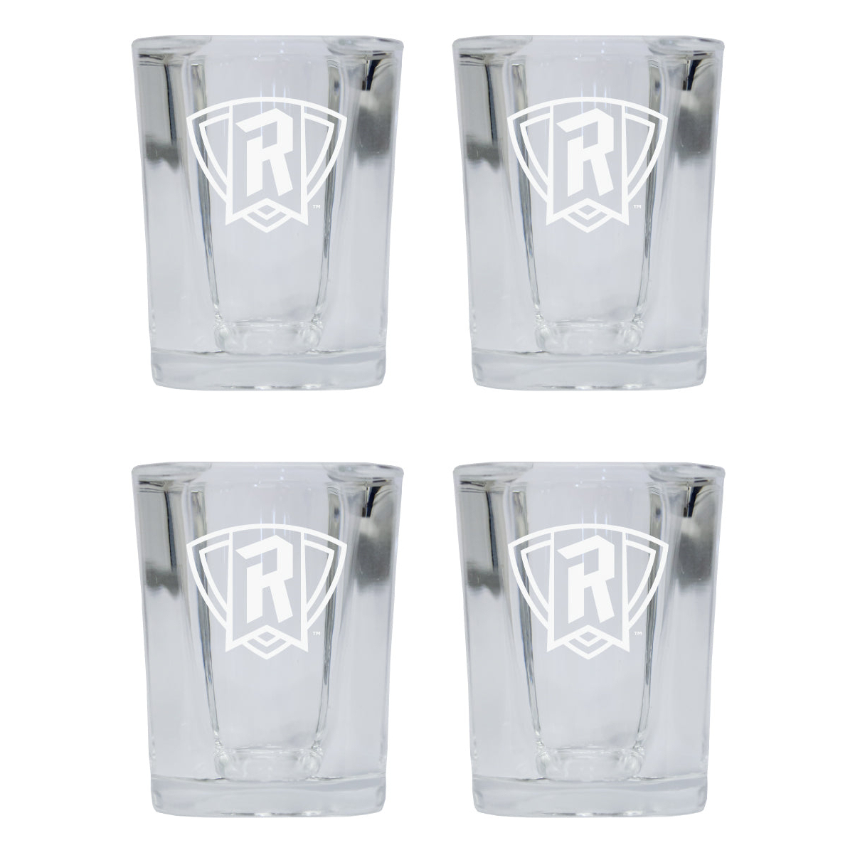 Radford University Highlanders 2 Ounce Square Shot Glass Laser Etched Logo Design 4-Pack