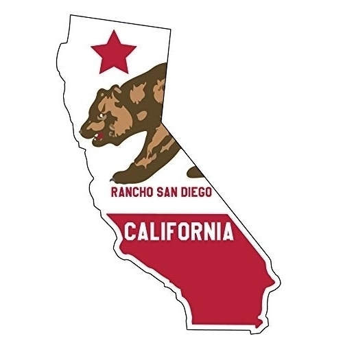 Rancho San Diego California 4 Inch State Shape Vinyl Decal Sticker