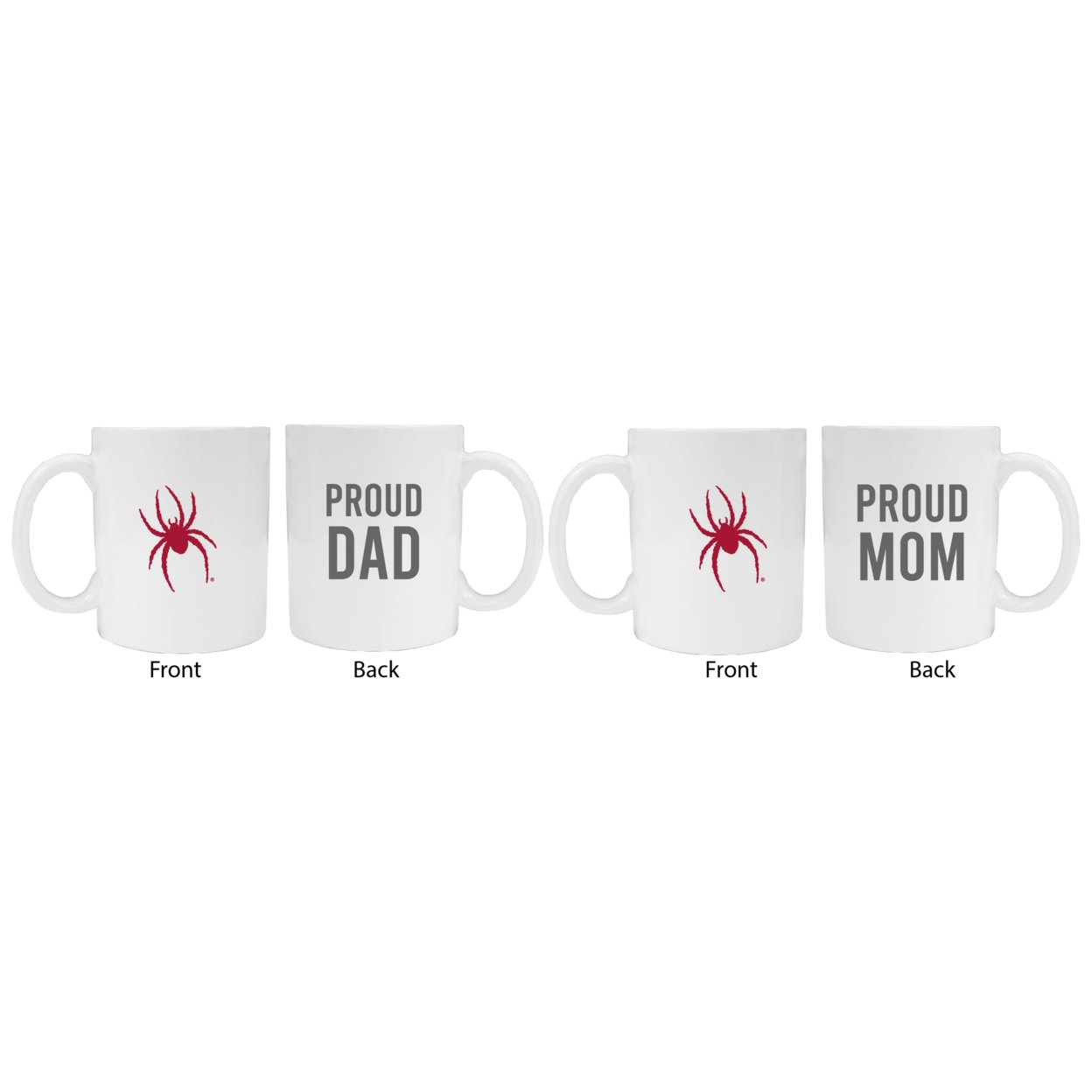 Richmond Spiders Proud Mom And Dad White Ceramic Coffee Mug 2 Pack (White).