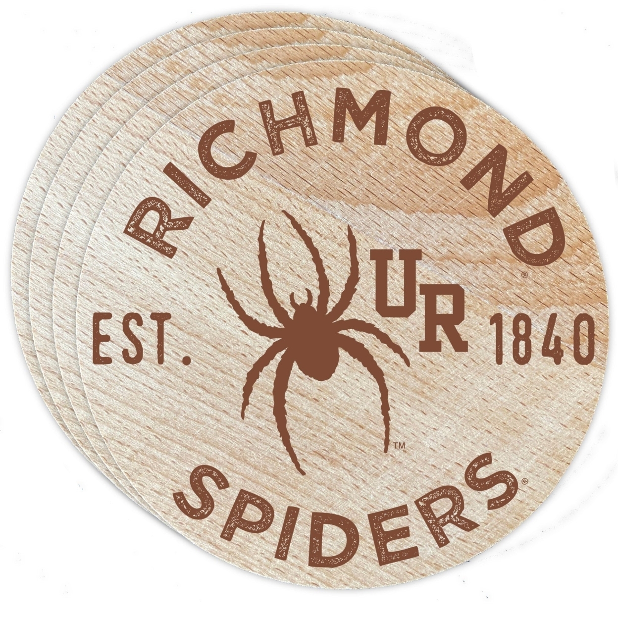 Richmond Spiders Wood Coaster Engraved 4 Pack