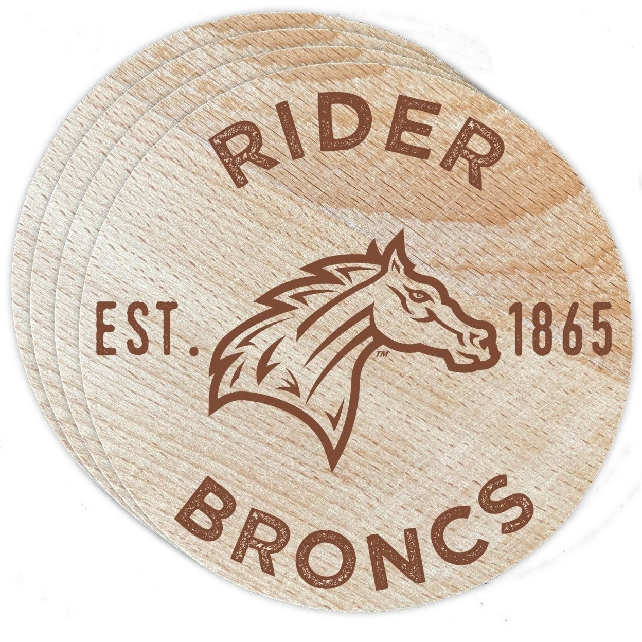 Rider University Broncs Wood Coaster Engraved 4 Pack