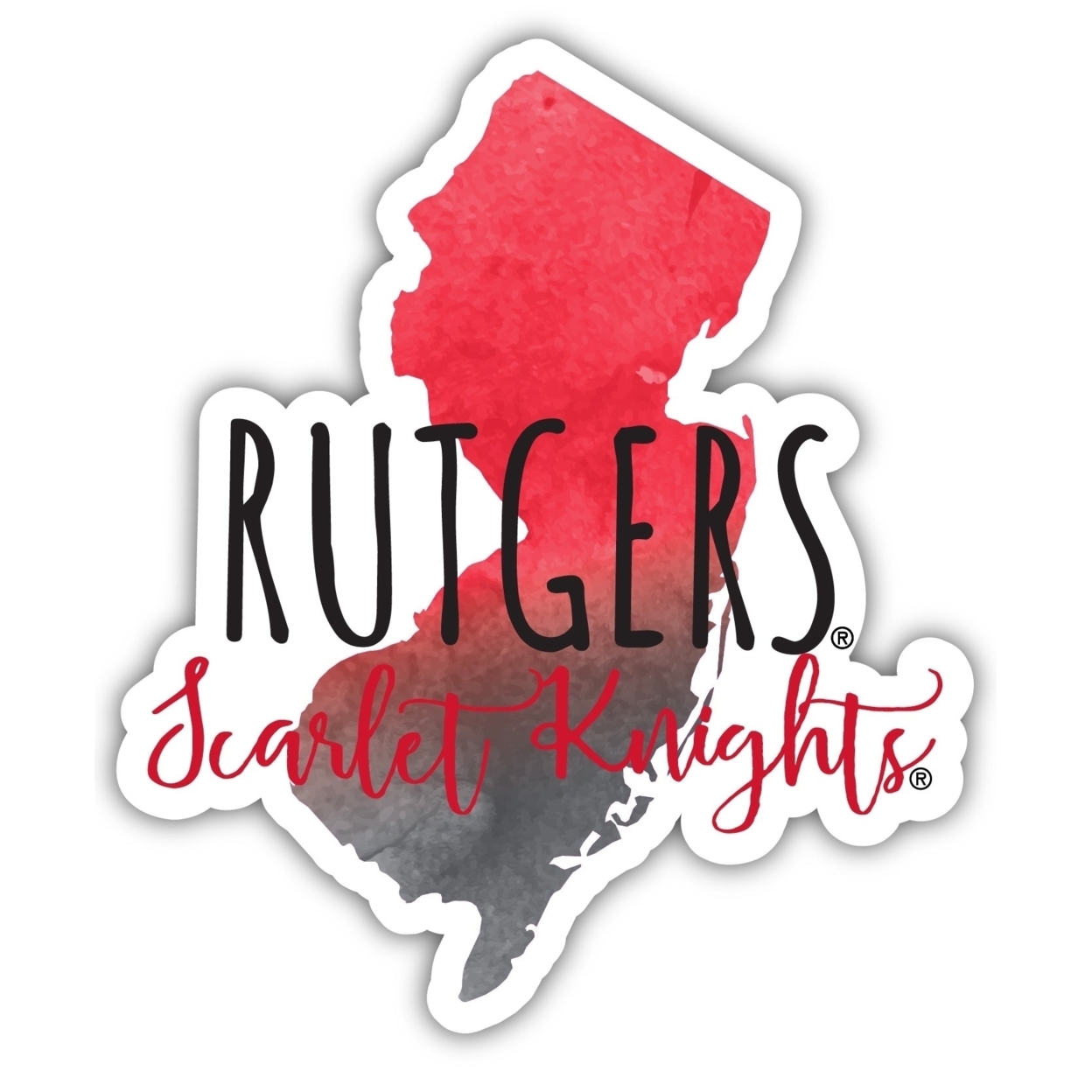 Rutgers Scarlet Knights Watercolor State Die Cut Decal 4-Inch