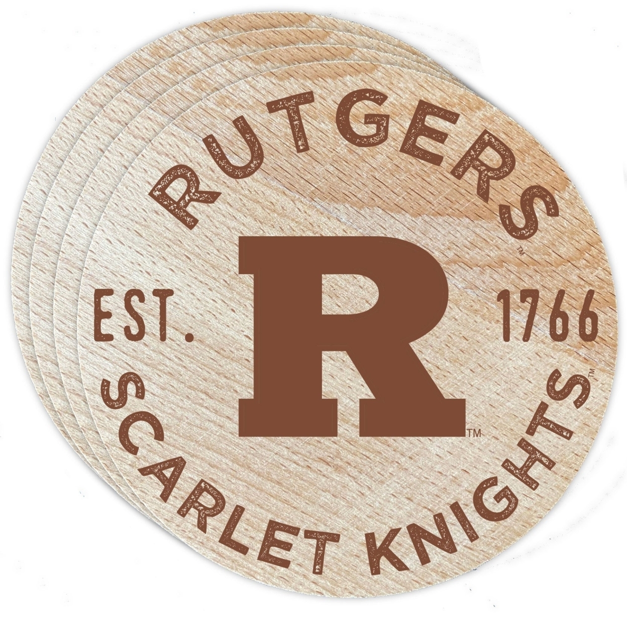 Rutgers Scarlet Knights Wood Coaster Engraved 4 Pack