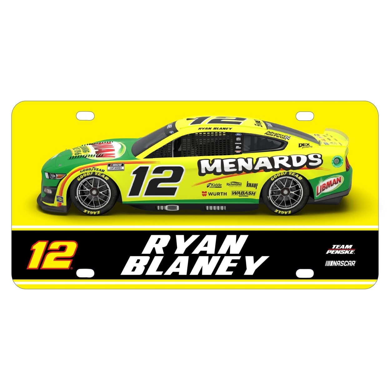 #12 Ryan Blaney Officially Licensed NASCAR License Plate