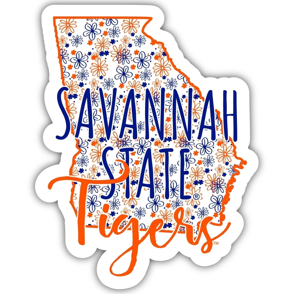 Savannah State University Floral State Die Cut Decal 4-Inch