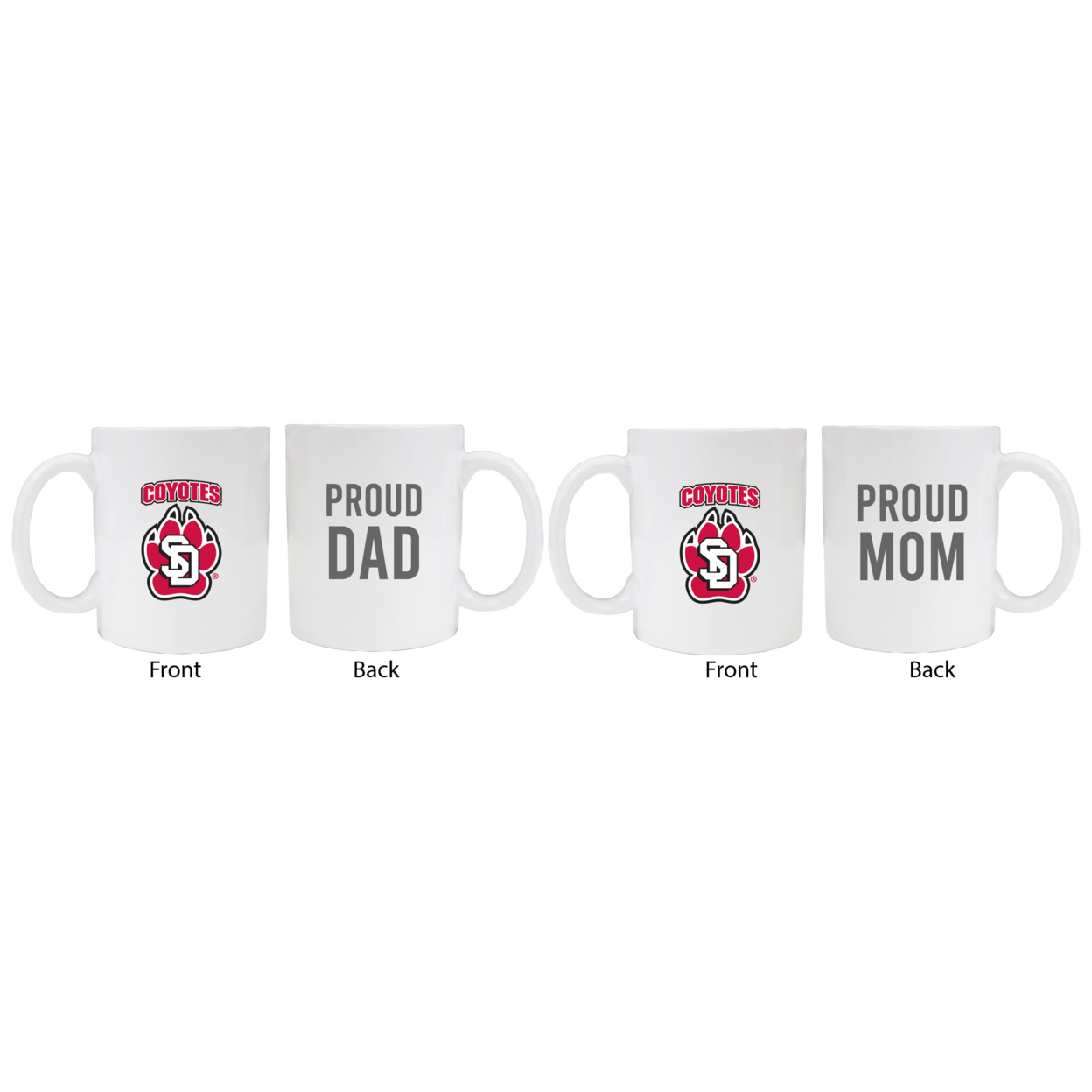 South Dakota Coyotes Proud Mom And Dad White Ceramic Coffee Mug 2 Pack (White).