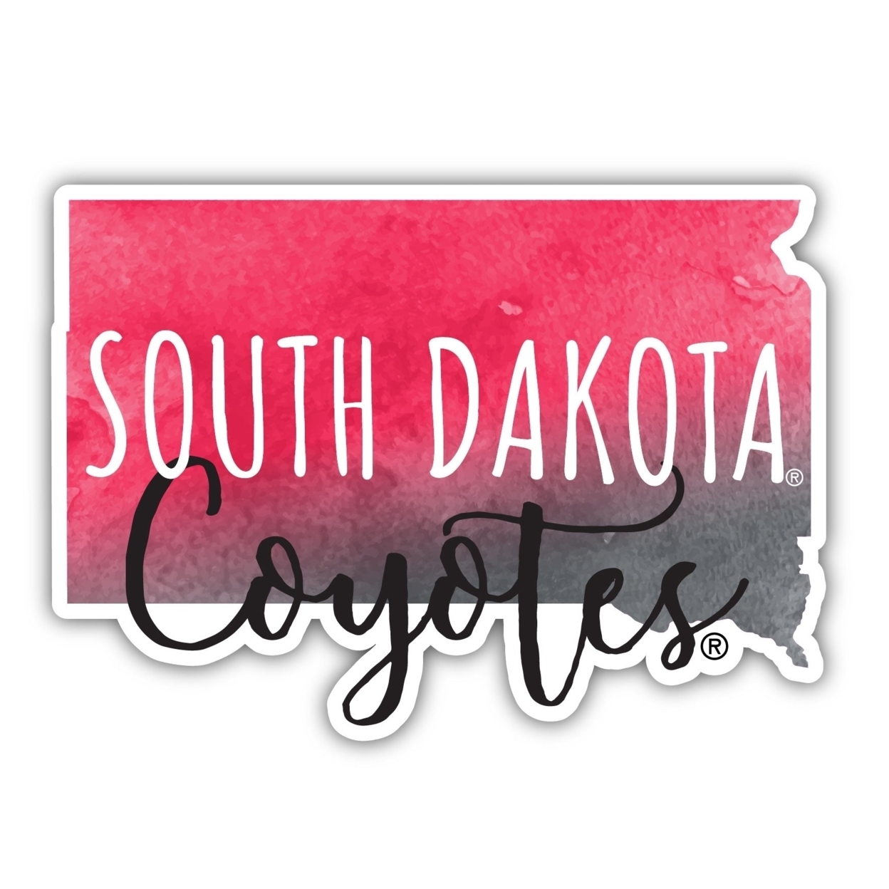 South Dakota Coyotes Watercolor State Die Cut Decal 4-Inch