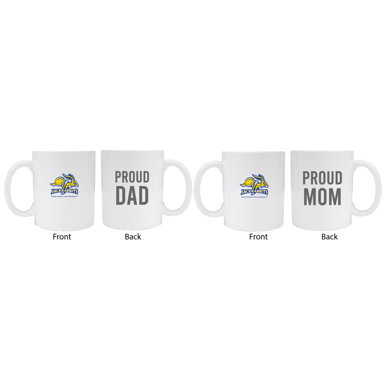South Dakota State Jackrabbits Proud Mom And Dad White Ceramic Coffee Mug 2 Pack (White).