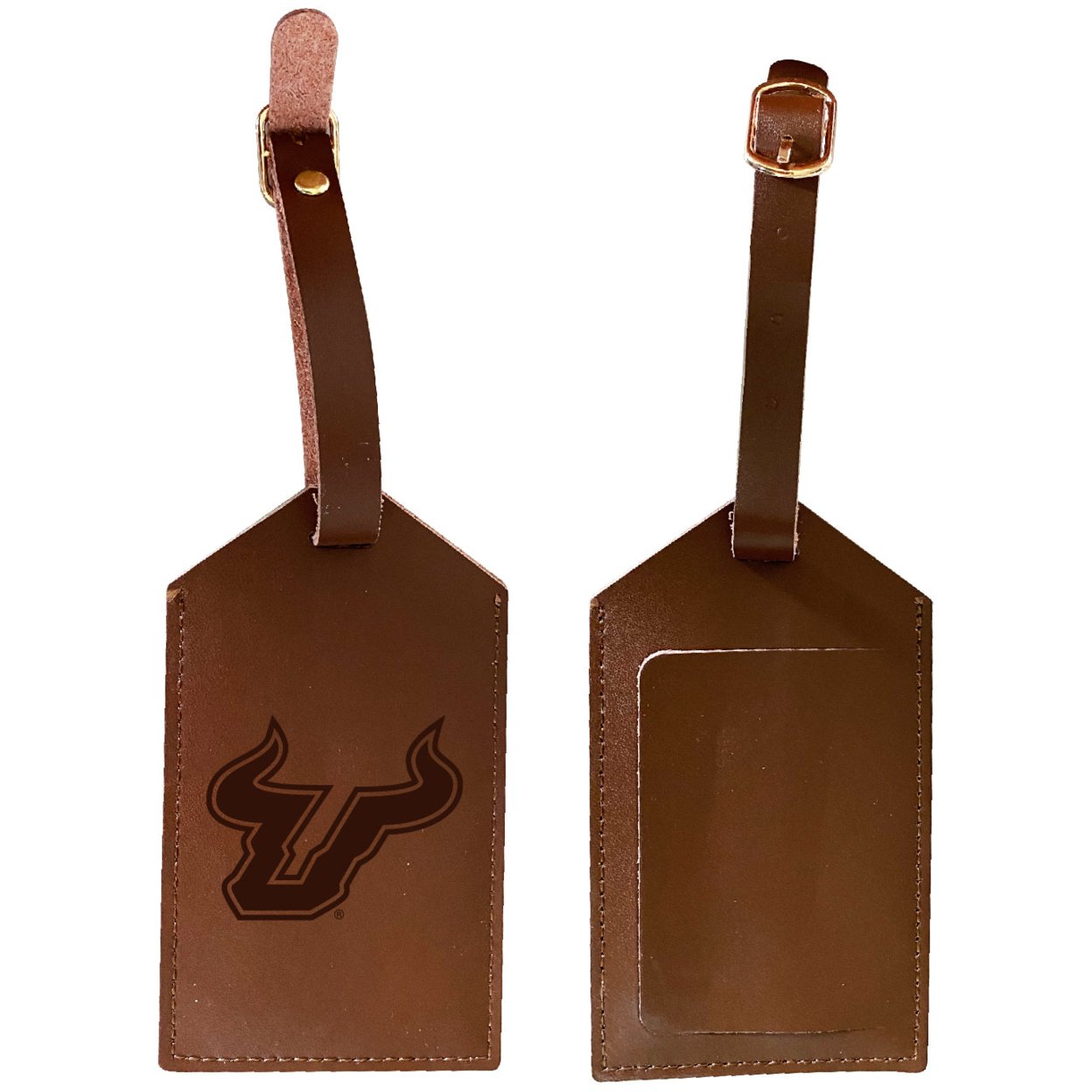 South Florida Bulls Leather Luggage Tag Engraved